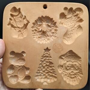 Christmas Cookie Mold Cotton Press 1990s Vintage Holiday Tree Bear Santa Wreath